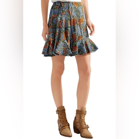 Chloé Python-Print Tie-Side Jersey Ruffle Skirt - Picture 4 of 11